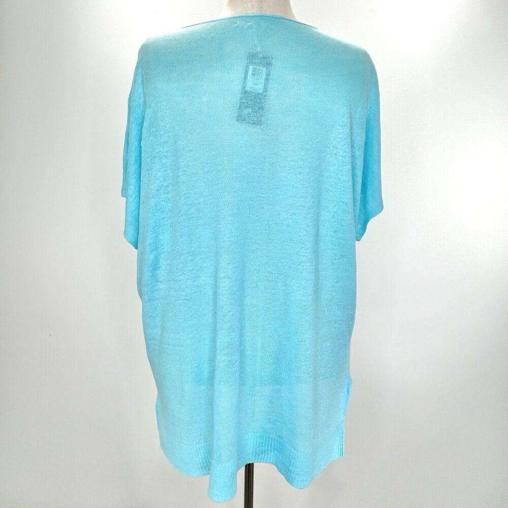 Eileen Fisher Top Women's XL Aqua Blue Knit Boho Lagenlook Linen Beach Tunic NWT - Picture 3 of 9